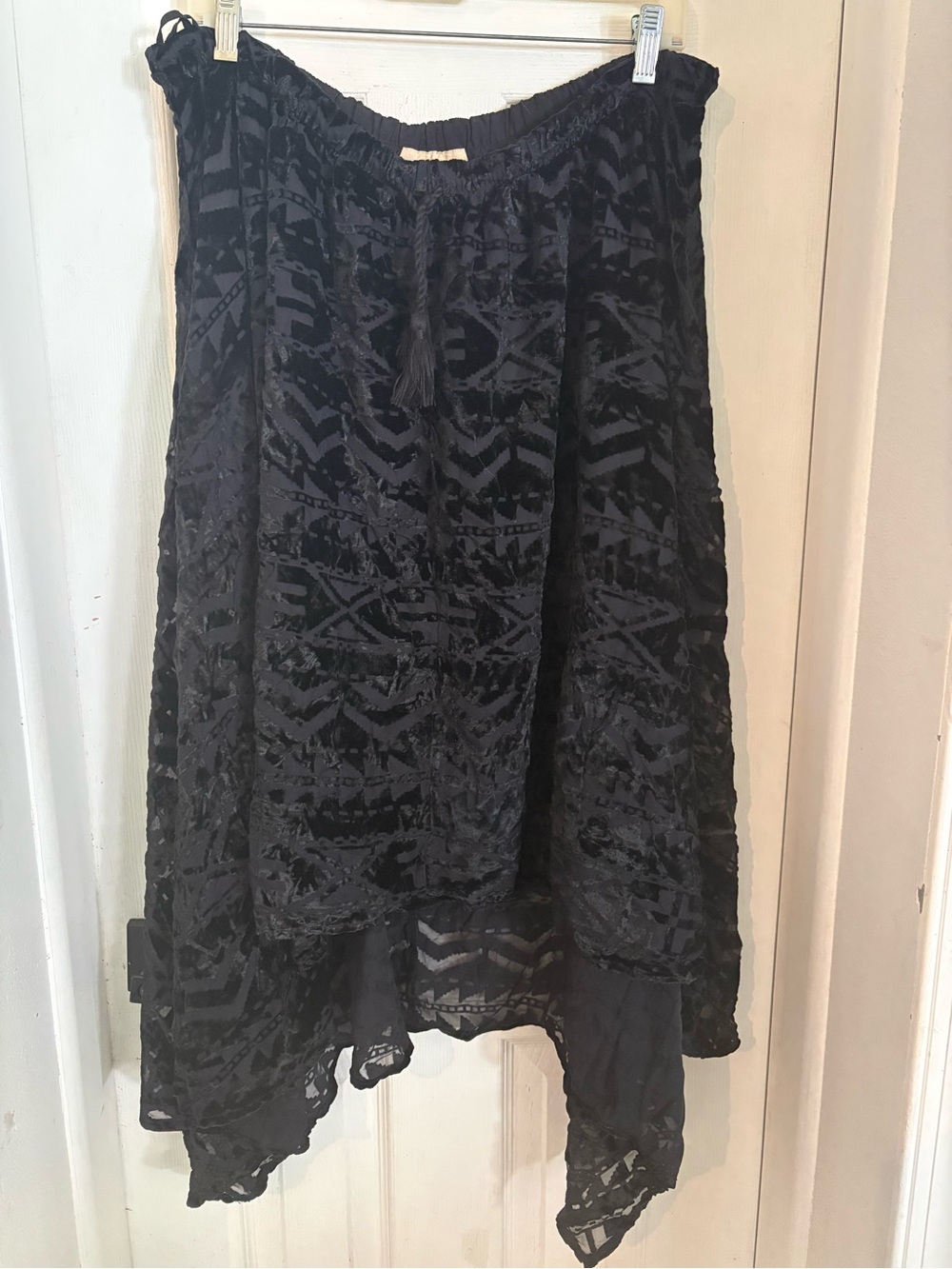 Denim & Supply Ralph Lauren Black Burnout Velvet Handkerchief High-Low Skirt